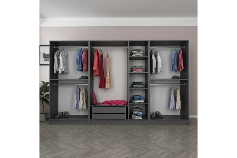 Fruitland Garderob 315 cm - Antracit - Förvaring - Skåp - Garderobsskåp