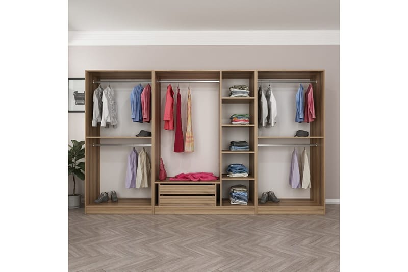 Fruitland Garderob 315 cm - Brun - Förvaring - Skåp - Garderobsskåp