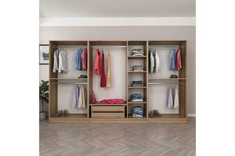 Fruitland Garderob 315 cm - Brun - Förvaring - Skåp - Garderobsskåp