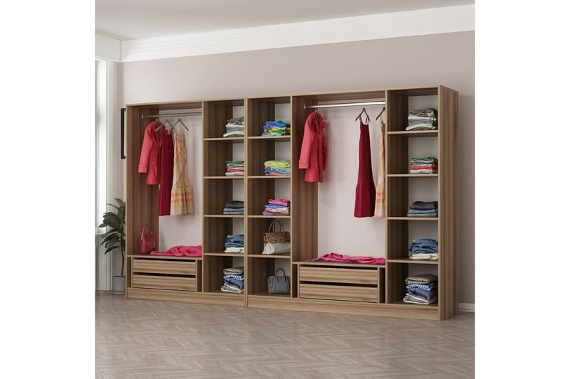 Fruitland Garderob 315 cm - Brun - Förvaring - Skåp - Garderobsskåp