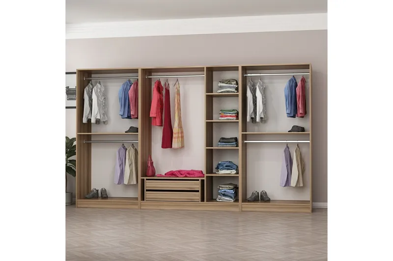 Fruitland Garderob 315 cm - Brun - Förvaring - Skåp - Garderobsskåp