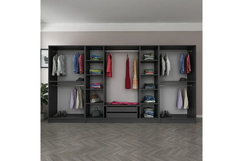 Fruitland Garderob 360 cm - Antracit - Förvaring - Skåp - Garderobsskåp