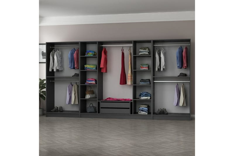 Fruitland Garderob 360 cm - Antracit - Förvaring - Skåp - Garderobsskåp