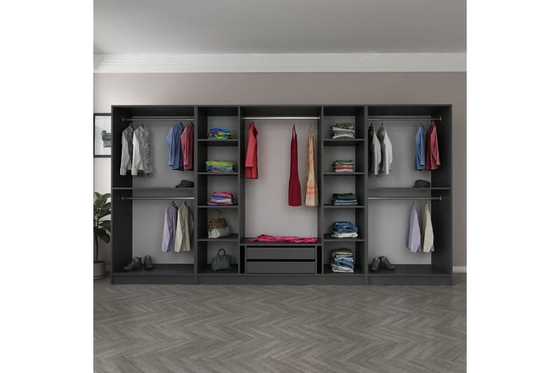 Fruitland Garderob 360 cm - Antracit - Förvaring - Skåp - Garderobsskåp