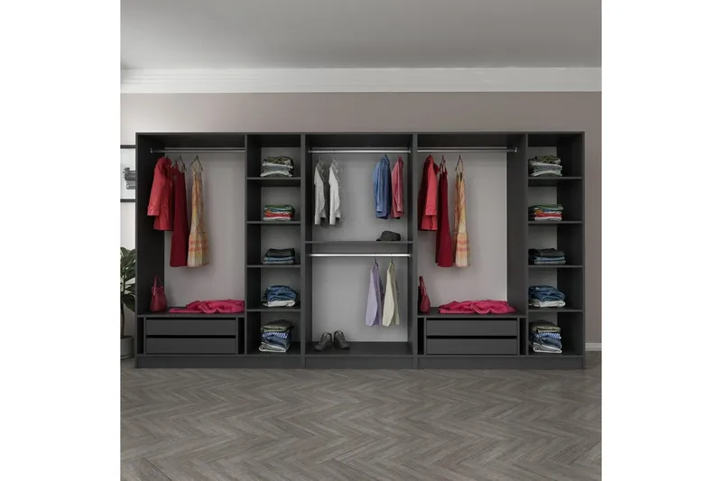 Fruitland Garderob 360 cm - Antracit - Förvaring - Skåp - Garderobsskåp