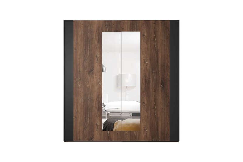 Joannie Garderob 200 cm - Mörkbrun/Svart - Förvaring - Skåp - Garderobsskåp