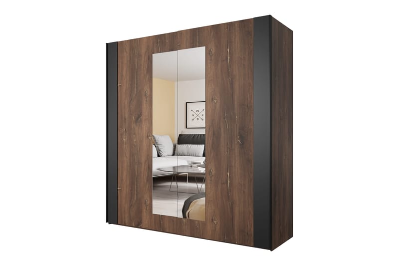 Joannie Garderob 200 cm - Mörkbrun/Svart - Förvaring - Skåp - Garderobsskåp