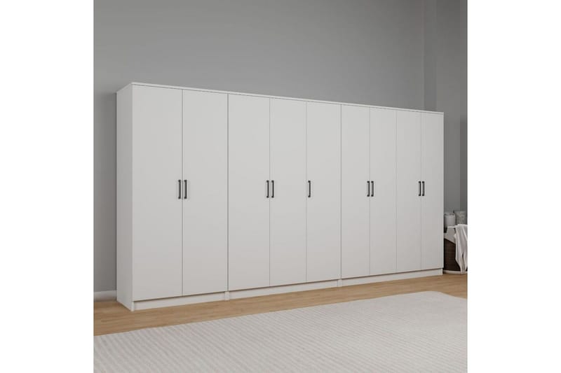 Olera Hörngarderob 340x180 cm - Vit - Förvaring - Skåp - Garderobsskåp