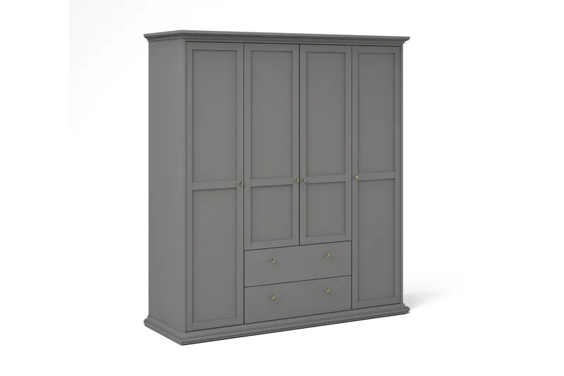 Paris Garderobskåp 201 cm - Grå - Förvaring - Skåp - Garderobsskåp