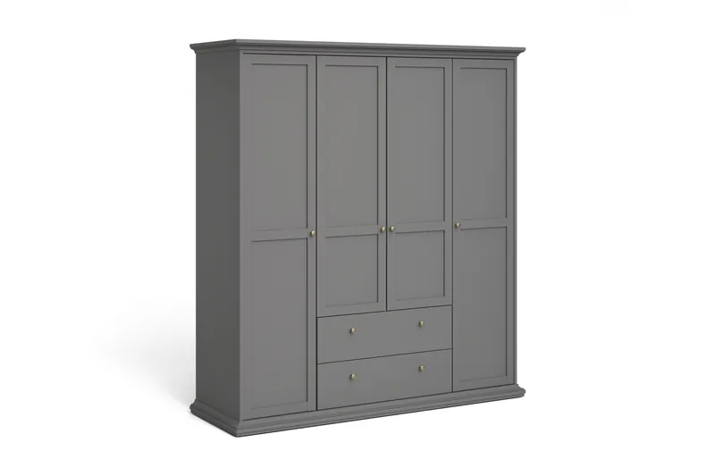 Paris Garderobskåp 201 cm - Grå - Förvaring - Skåp - Garderobsskåp