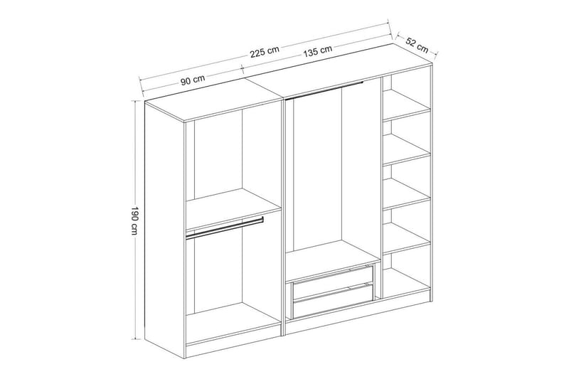 Poolburn Garderob 225 cm Antracit - Garderobsskåp