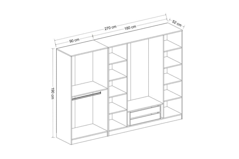 Poolburn Garderob 270 cm Antracit - Garderobsskåp