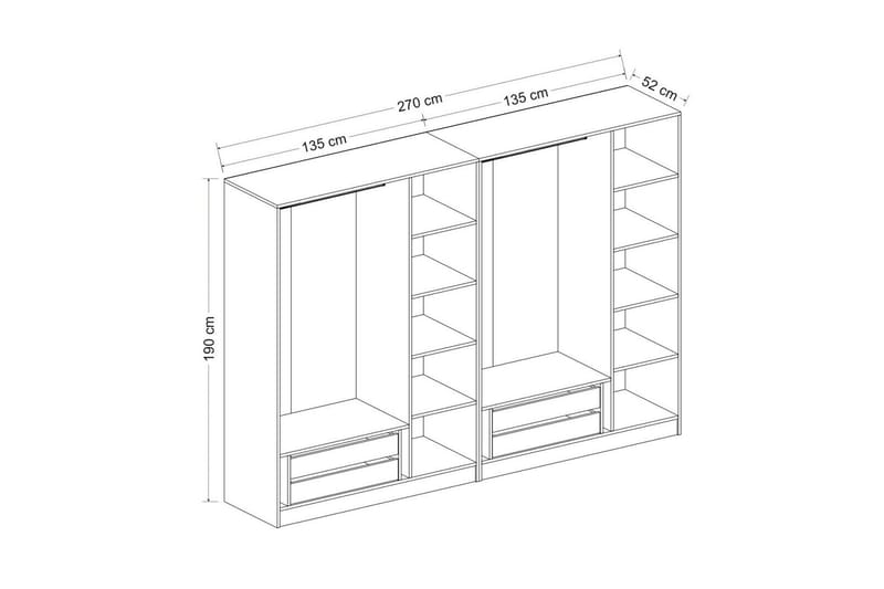 Poolburn Garderob 270 cm Vit - Förvaring - Skåp - Garderobsskåp
