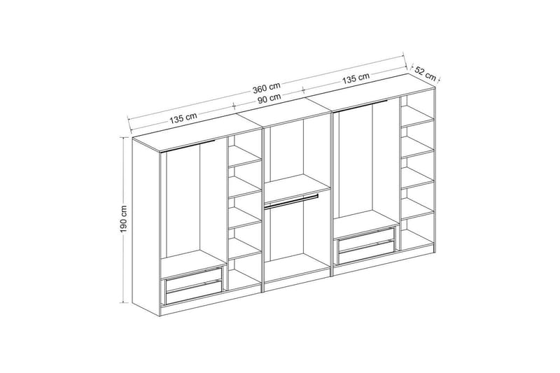 Poolburn Garderob 360 cm Antracit - Garderobsskåp