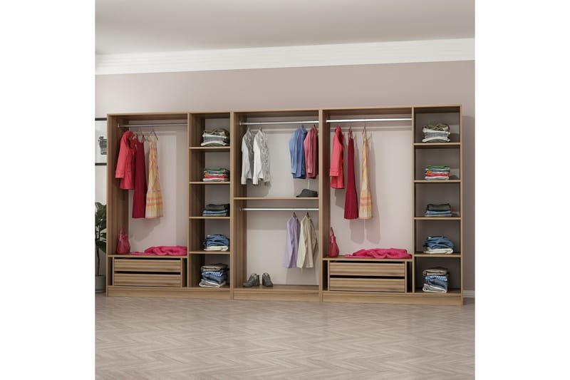 Poolburn Garderob 360 cm Brun - Förvaring - Skåp - Garderobsskåp