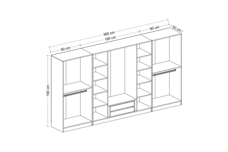 Poolburn Garderob 360 cm Vit - Garderobsskåp