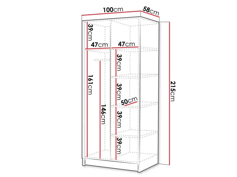 Herrljunga Garderob 100x215 cm - Brun/Svart - Förvaring - Sko- & klädförvaring - Garderober & garderobssystem