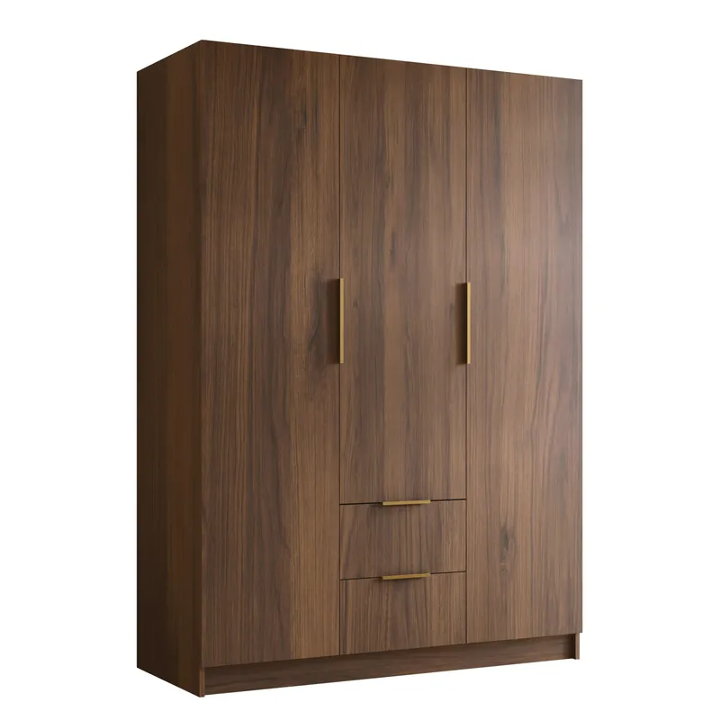Herrljunga Garderob 150x215 cm med lådor, Brun/Guld