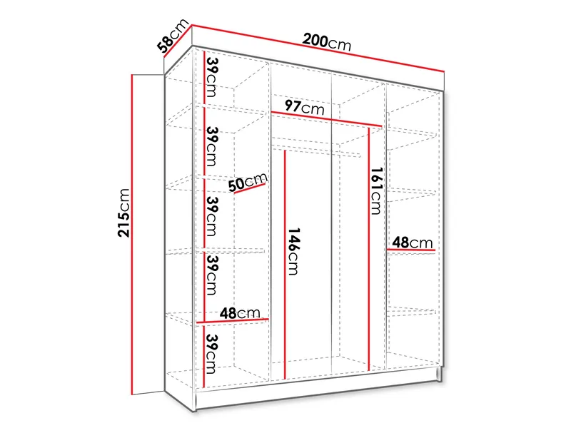 Herrljunga Garderob 200x215 cm - Brun/Guld - Förvaring - Sko- & klädförvaring - Garderober & garderobssystem