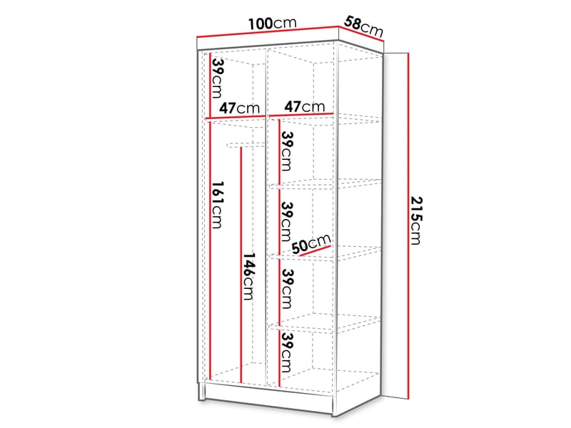 Herrljunga Garderob med Spegel 100x215 cm - Brun/Guld/Spegel - Förvaring - Sko- & klädförvaring - Garderober & garderobssystem