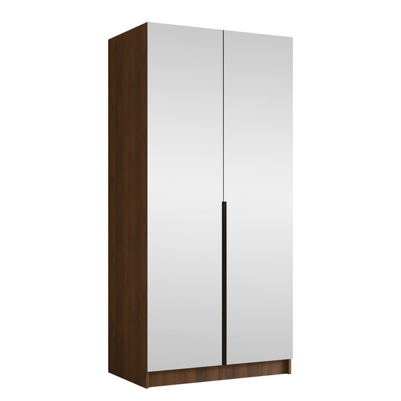 Herrljunga Garderob med Spegel 100x215 cm, Svart/Spegel