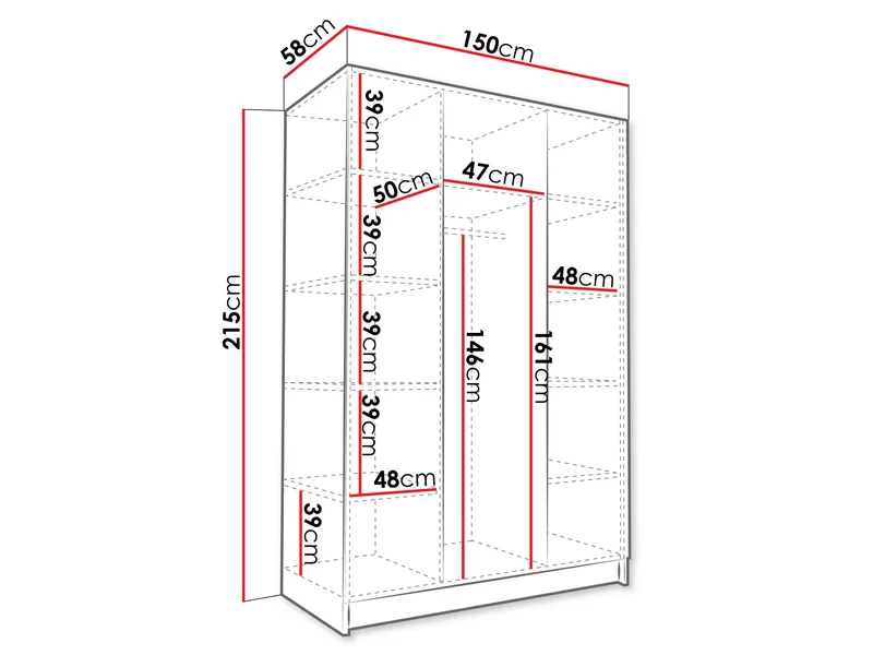 Herrljunga Garderob med Spegel 150x215 cm - Brun/Guld/Spegel - Förvaring - Sko- & klädförvaring - Garderober & garderobssystem