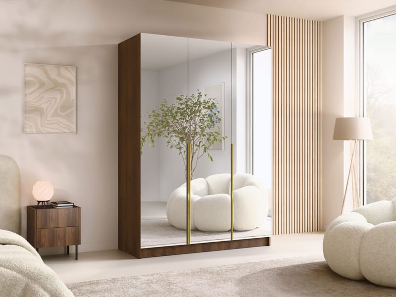 Herrljunga Garderob med Spegel 150x215 cm - Guld/Spegel - Förvaring - Sko- & klädförvaring - Garderober & garderobssystem