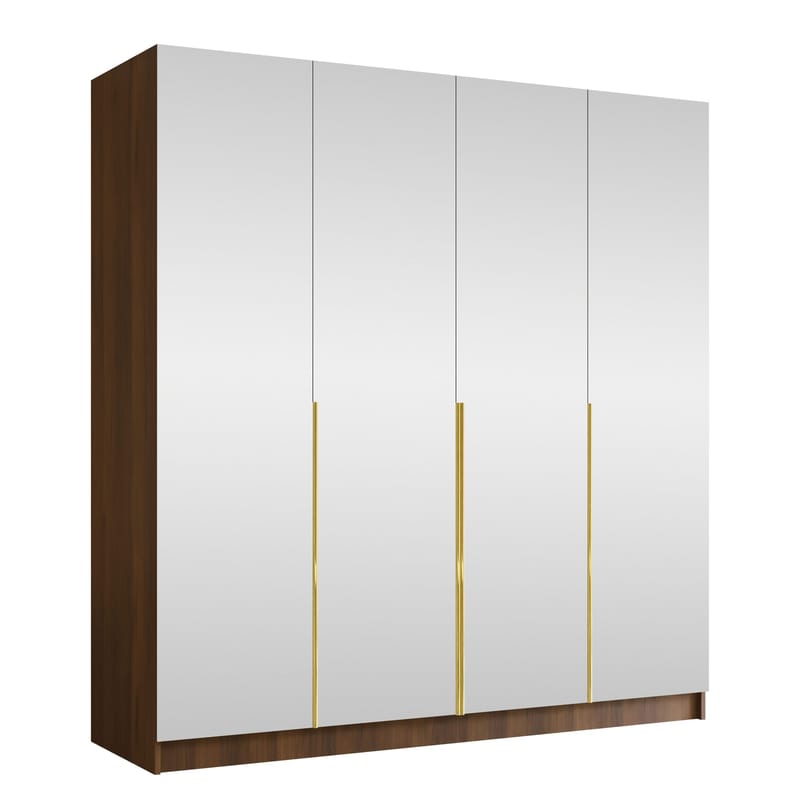 Herrljunga Garderob med Spegel 200x215 cm, Guld/Spegel