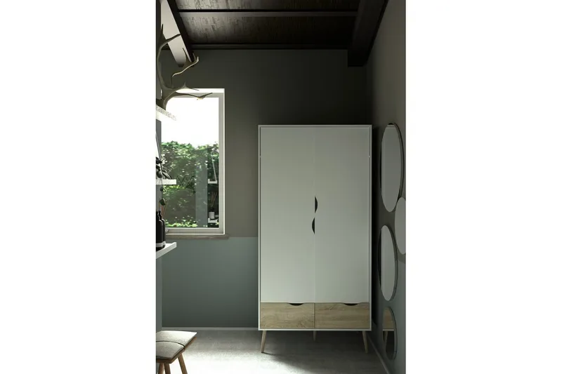 Hostafranc Garderobsskåp 98,7x200,1 cm - Vit - Förvaring - Skåp - Garderobsskåp