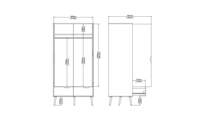 Hostafranc Garderobsskåp 98,7x200,1 cm - Vit - Förvaring - Skåp - Garderobsskåp