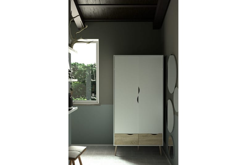 Hostafranc Garderobsskåp 98,7x200,1 cm - Vit - Förvaring - Skåp - Garderobsskåp