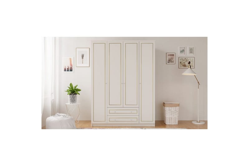 Ilros Garderobsskåp 140x180 cm - Matt Vit - Förvaring - Skåp - Garderobsskåp