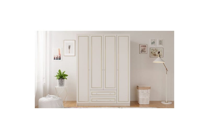 Ilros Garderobsskåp 140x210 cm - Matt Vit - Förvaring - Skåp - Garderobsskåp