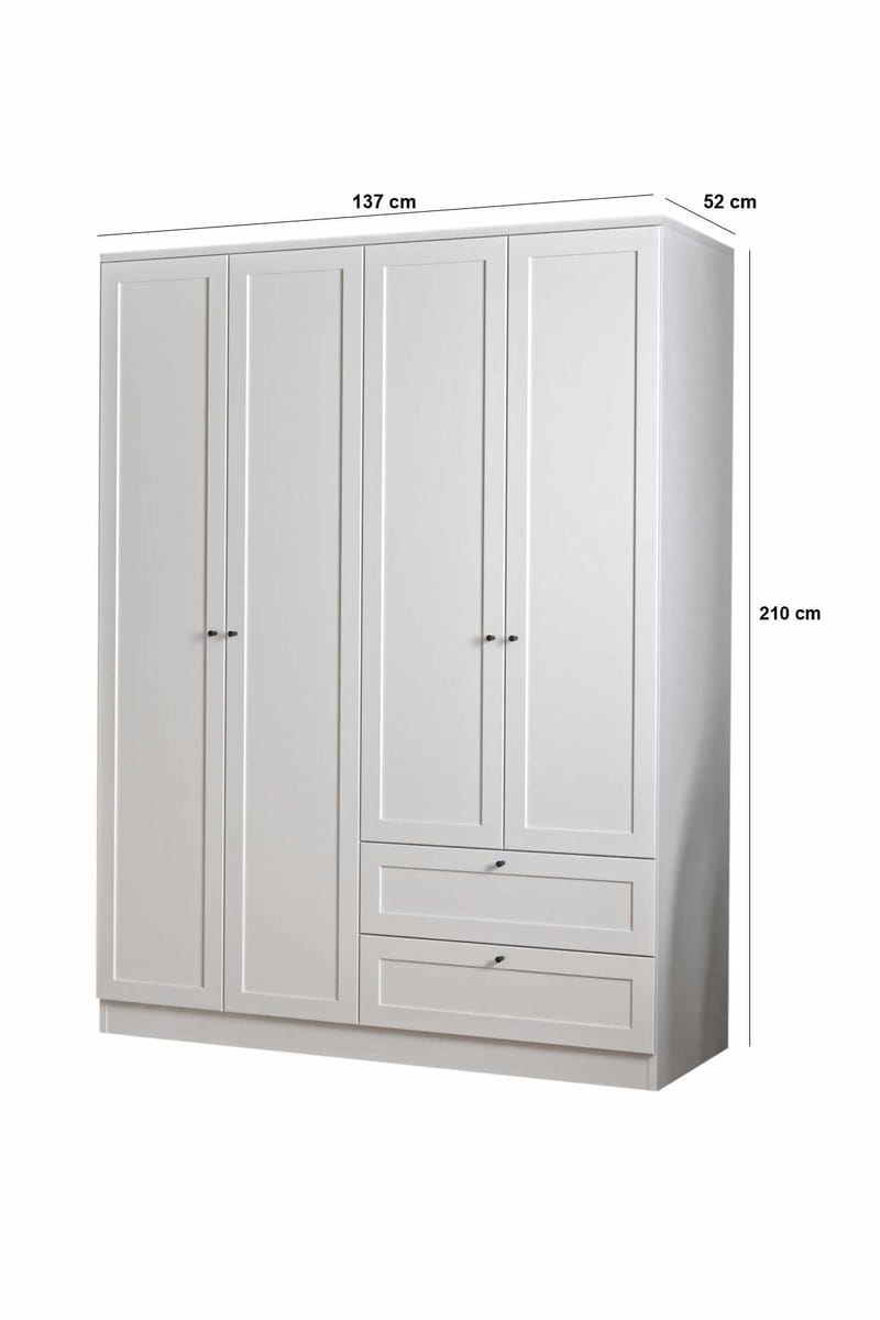 Interlaken Garderob 137x210 cm - Vit - Förvaring - Skåp - Garderobsskåp