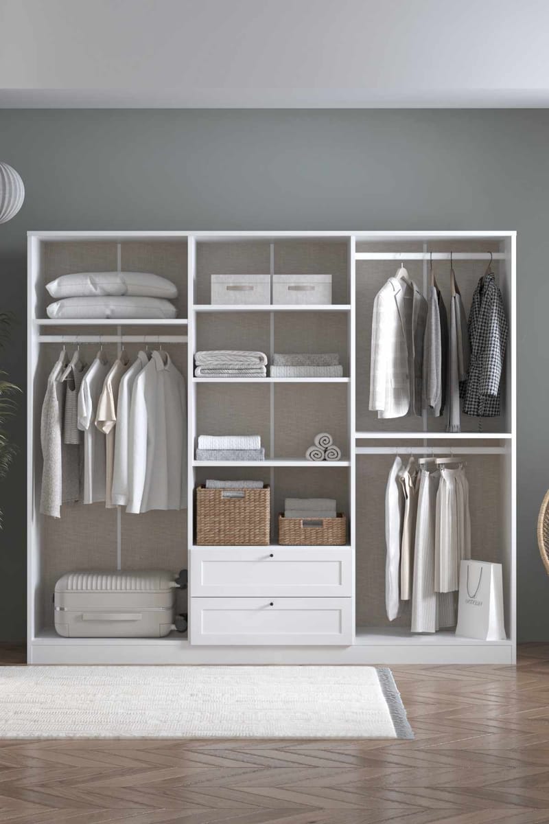 Interlaken Garderob 205x182 cm - Vit - Förvaring - Skåp - Garderobsskåp