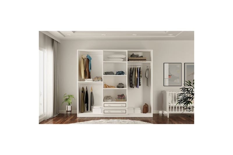 Javric Garderobsskåp 210x180 cm - Matt Vit - Förvaring - Skåp - Garderobsskåp