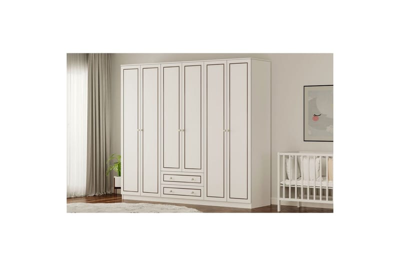 Javric Garderobsskåp 210x180 cm - Matt Vit - Förvaring - Skåp - Garderobsskåp