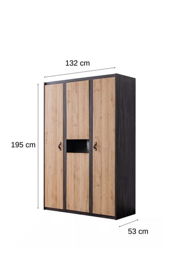 Jento Garderob 132 cm - Antracit/Brun - Förvaring - Skåp - Garderobsskåp