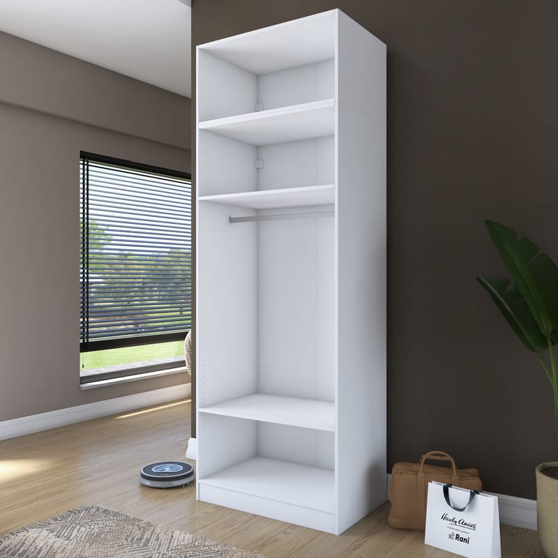 Jornes Garderob 90x255x57,5 cm - Vit - Förvaring - Skåp - Garderobsskåp