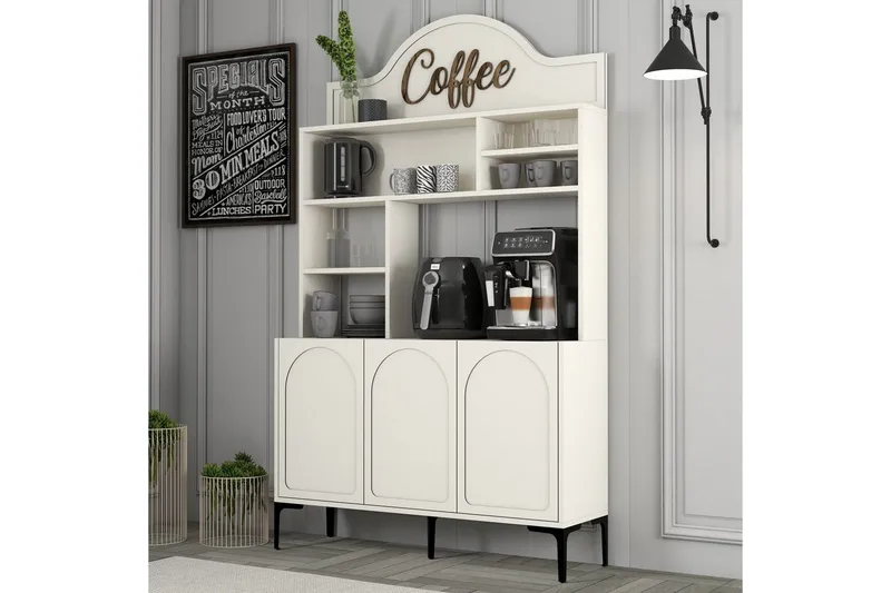Kaffebarskåp Hazim Tre Grädde / Svart - Grädde / Svart - Förvaring - Skåp - Barskåp