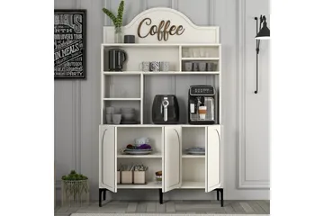 Kaffebarskåp Hazim Tre Grädde / Svart - Grädde / Svart - Förvaring - Skåp - Barskåp