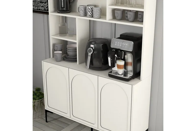 Kaffebarskåp Hazim Tre Grädde / Svart - Grädde / Svart - Förvaring - Skåp - Barskåp