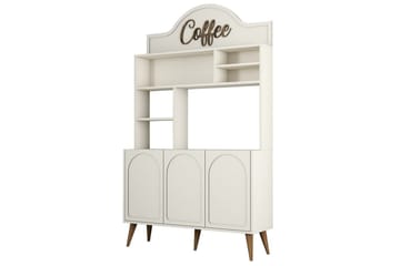 Kaffebarskåp Hazim Tre Gräddfärgad / Valnöt