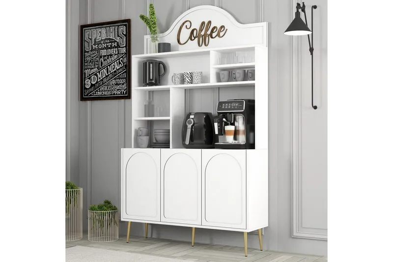 Kaffebarskåp Hazim Tre Vit / Rany - Vit / Rany - Förvaring - Skåp - Barskåp