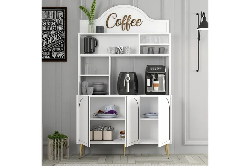 Kaffebarskåp Hazim Tre Vit / Rany - Vit / Rany - Förvaring - Skåp - Barskåp