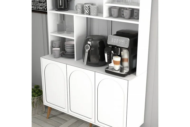 Kaffebarskåp Hazim Tre Vit / Valnöt - Vit / Valnöt - Förvaring - Skåp - Barskåp