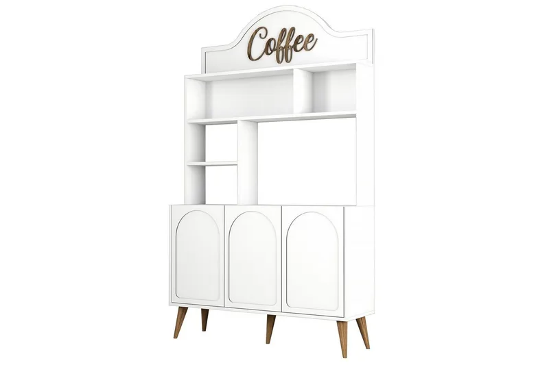 Kaffebarskåp Hazim Tre Vit / Valnöt, Vit / Valnöt