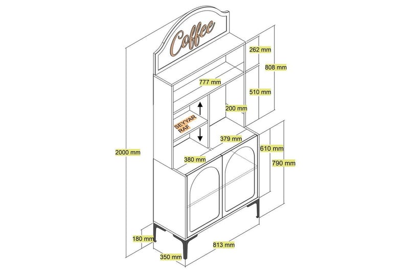 Kaffebarskåp Hazim Två Atlas / Svart - Atlas / Svart - Förvaring - Skåp - Barskåp