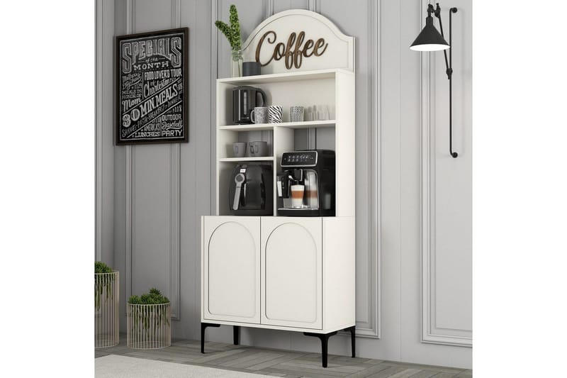 Kaffebarskåp Hazim Två Grädde / Svart - Grädde / Svart - Förvaring - Skåp - Barskåp