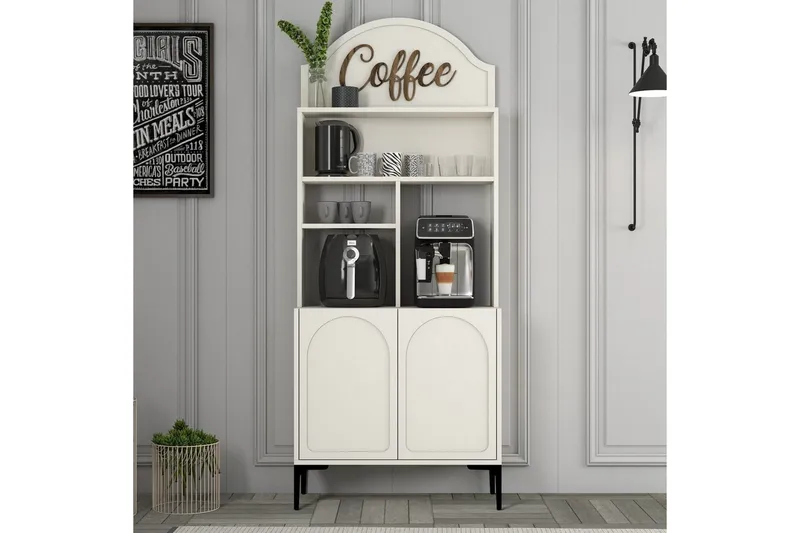 Kaffebarskåp Hazim Två Grädde / Svart - Grädde / Svart - Förvaring - Skåp - Barskåp